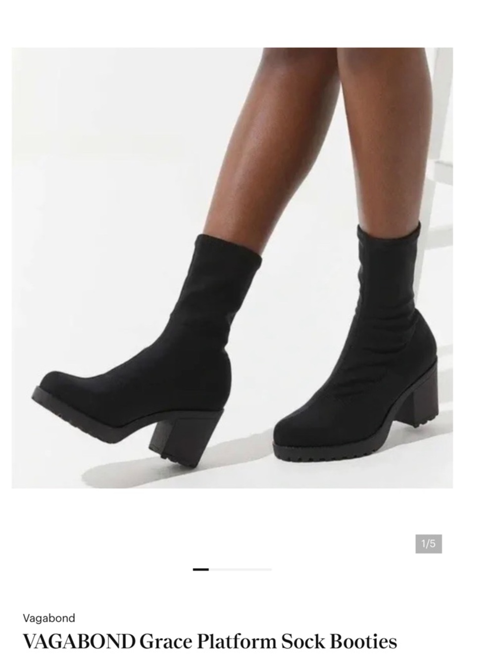 Vagabond Grace Black Platform Sock Booties